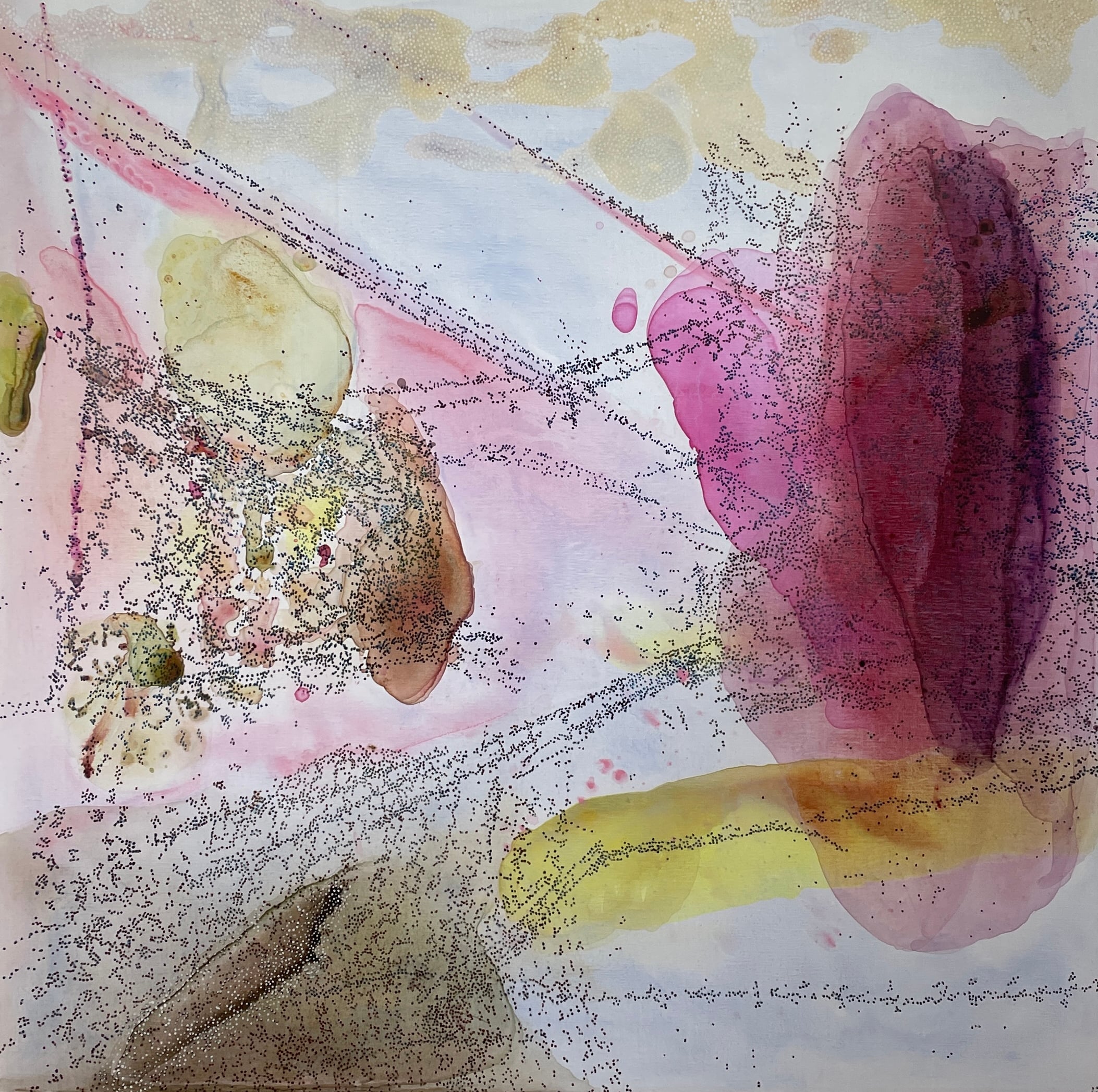 De små sammenhæng
100 x 100 cm.
Akryl på lærred