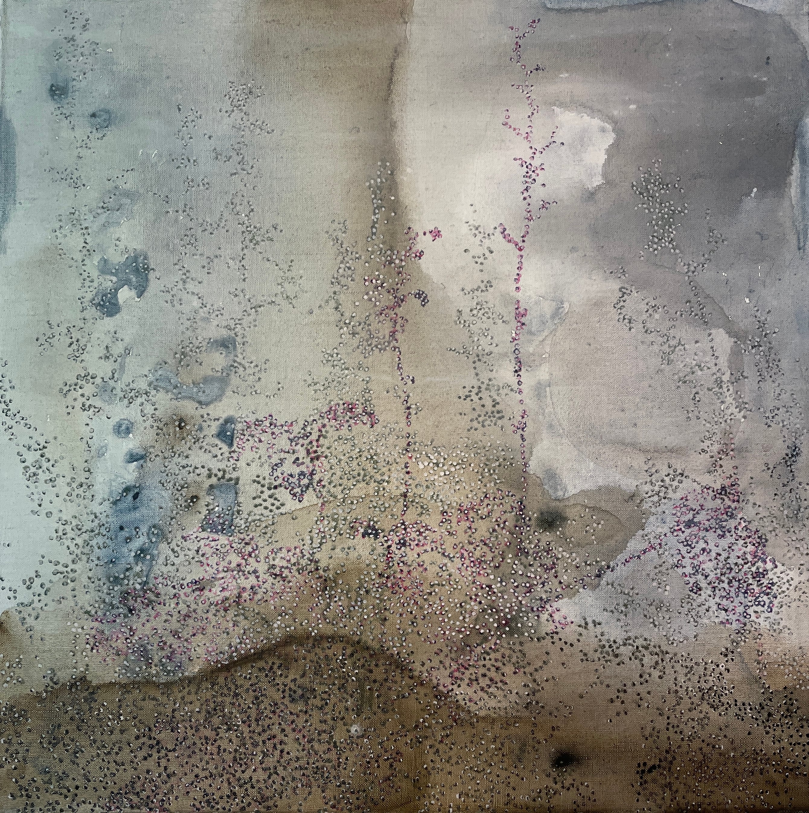 Fortryller og blander sig med luften
Akryl på lærred
50 x 50 cm.