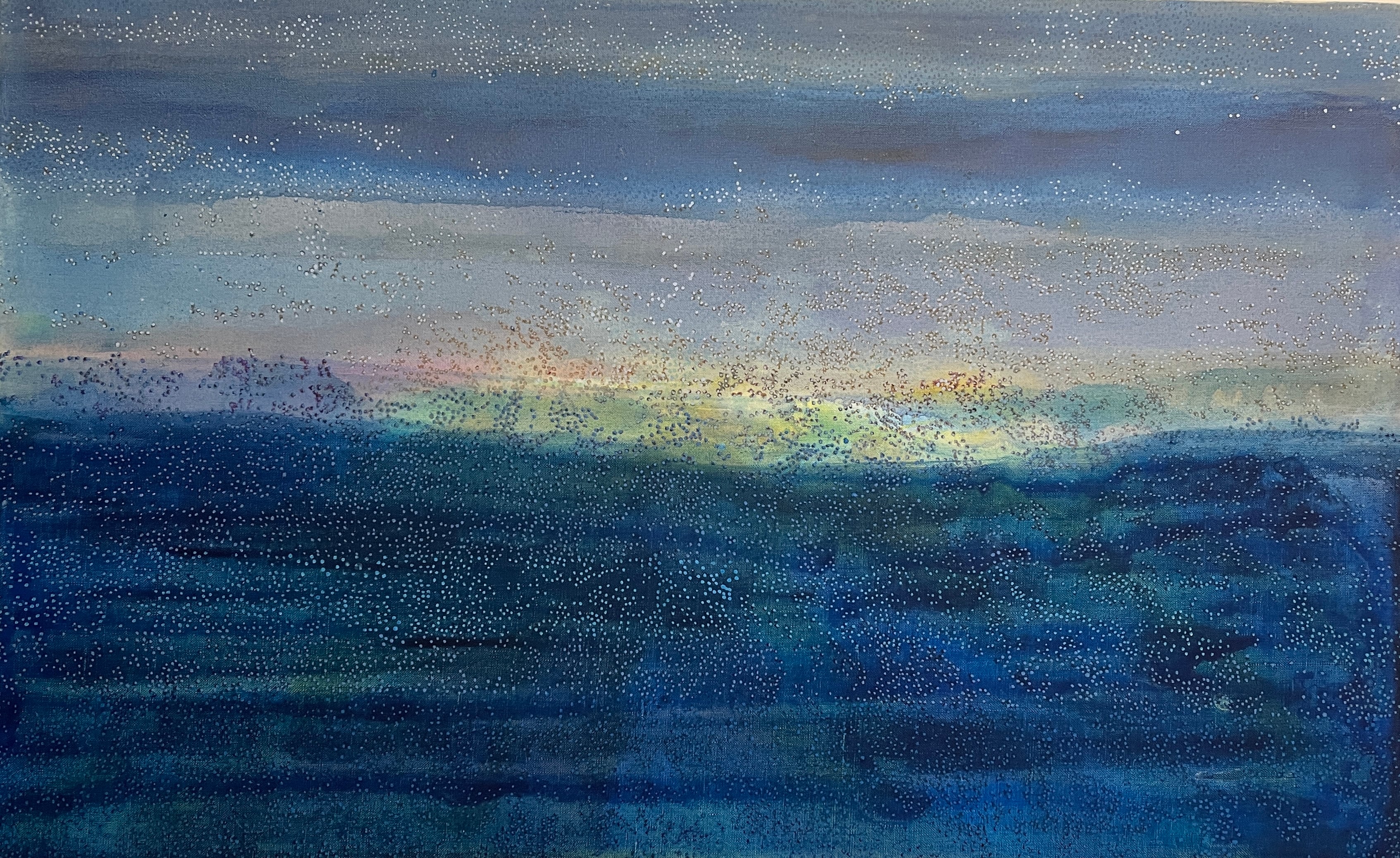 Flydende stilhed
Akryl på lærred
75 x 50 cm.