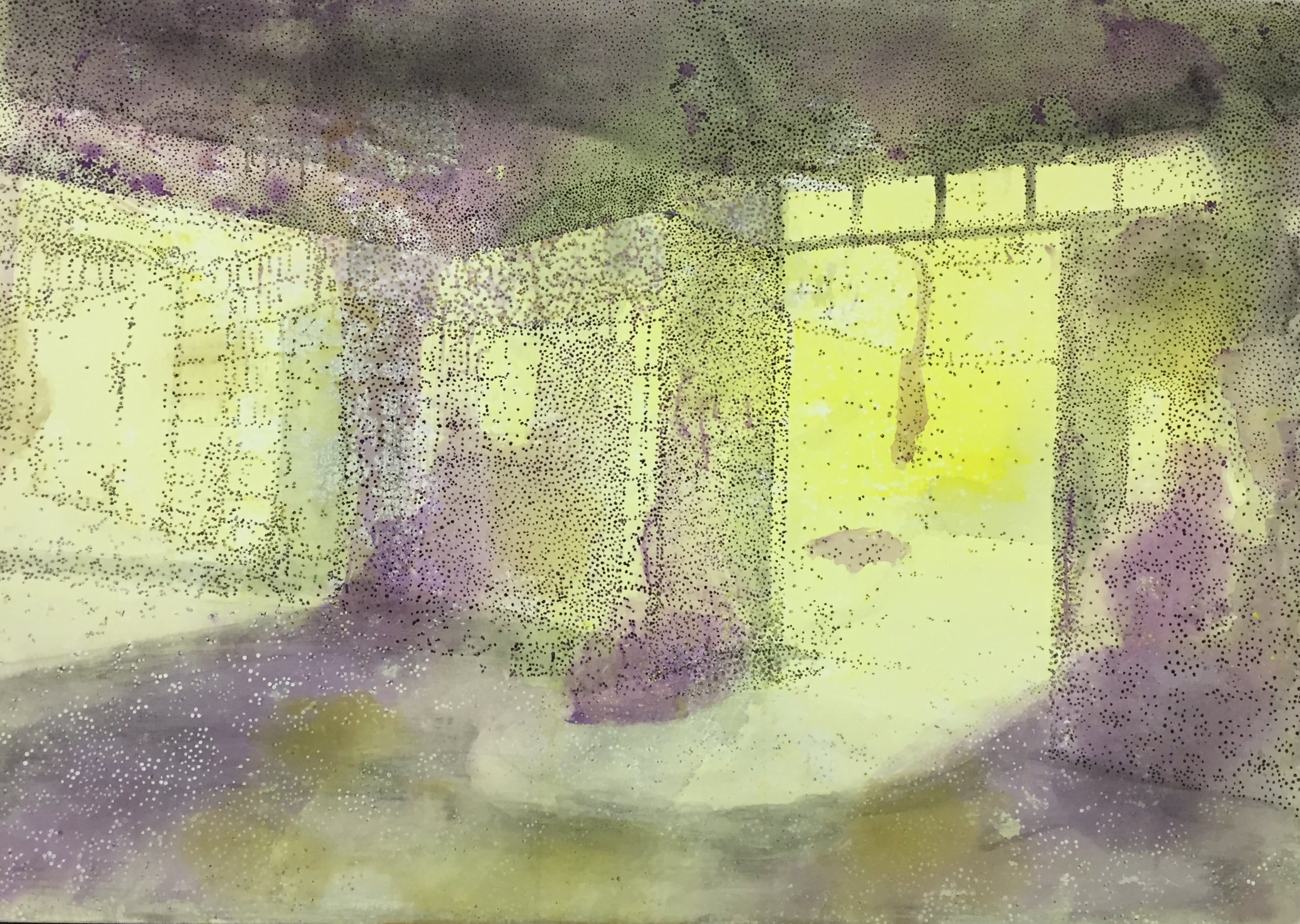 Stemningerne befinder sig over og under lyset
Akryl på lærred
100 x 140 cm.