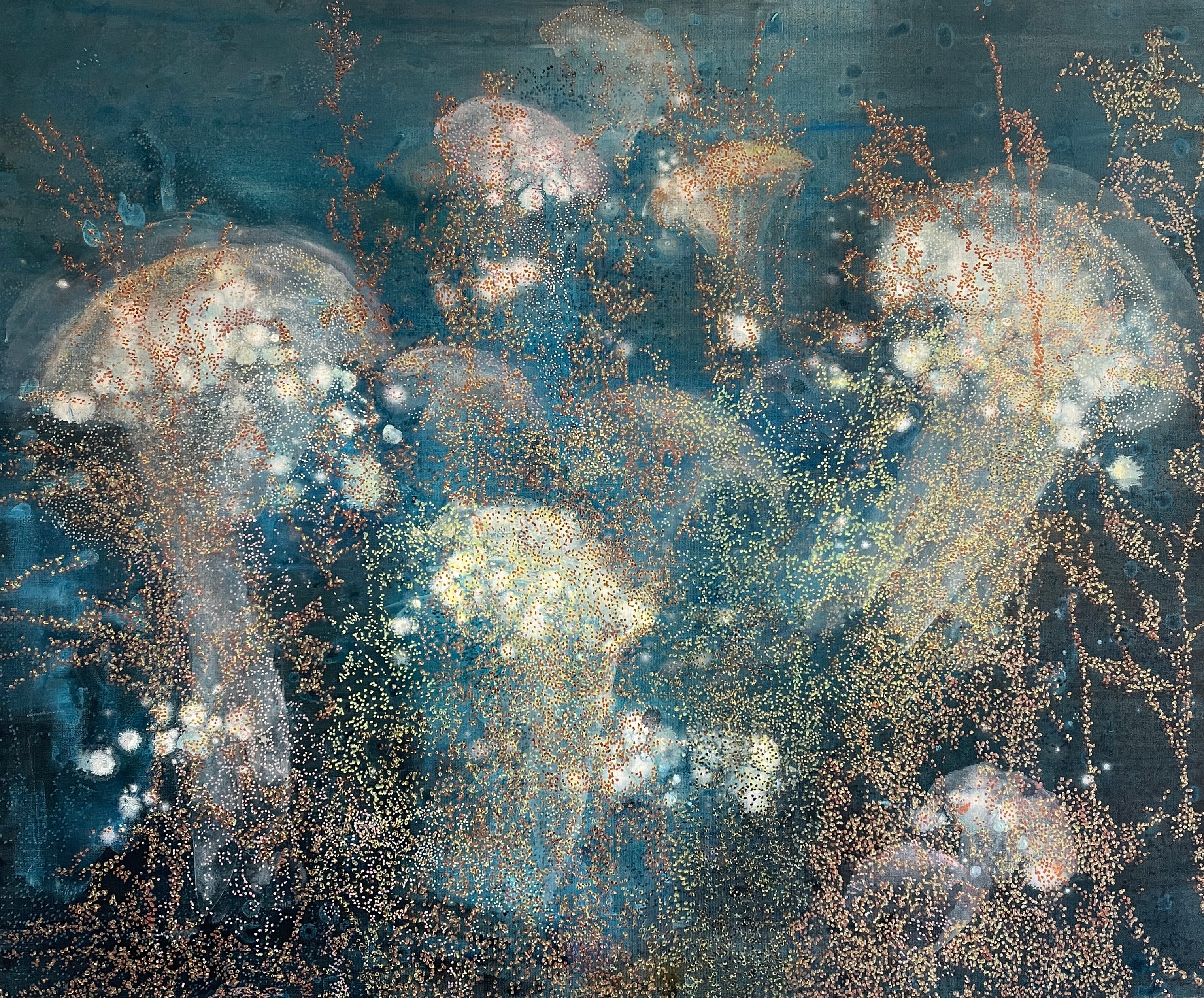 Som aftryk fra dagens duft
100 x 120 cm.
Akryl på lærred