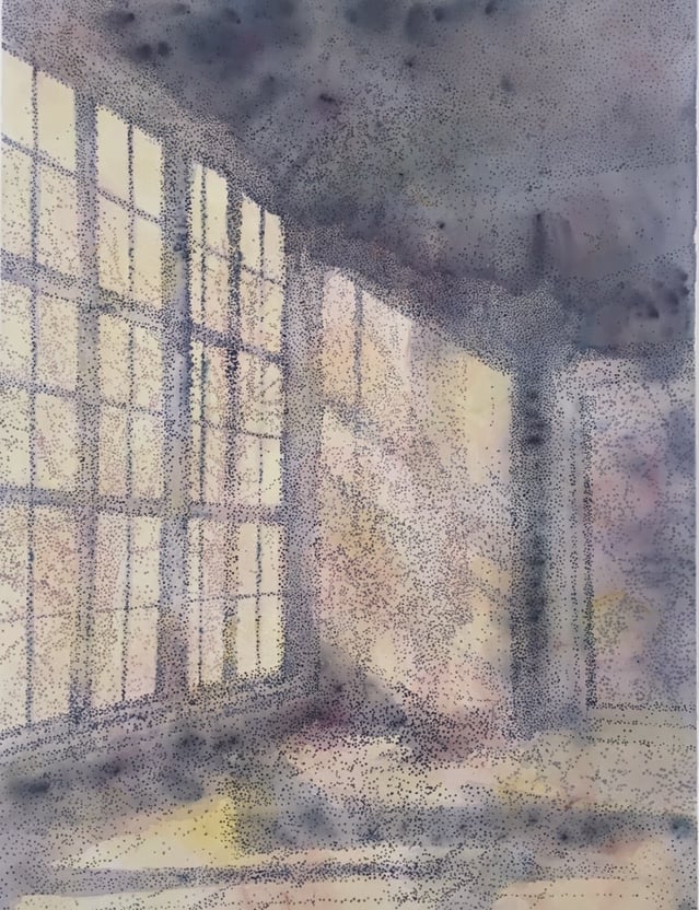 Skyggerne viskes ud
Akryl på armydug
110 x 80 cm.