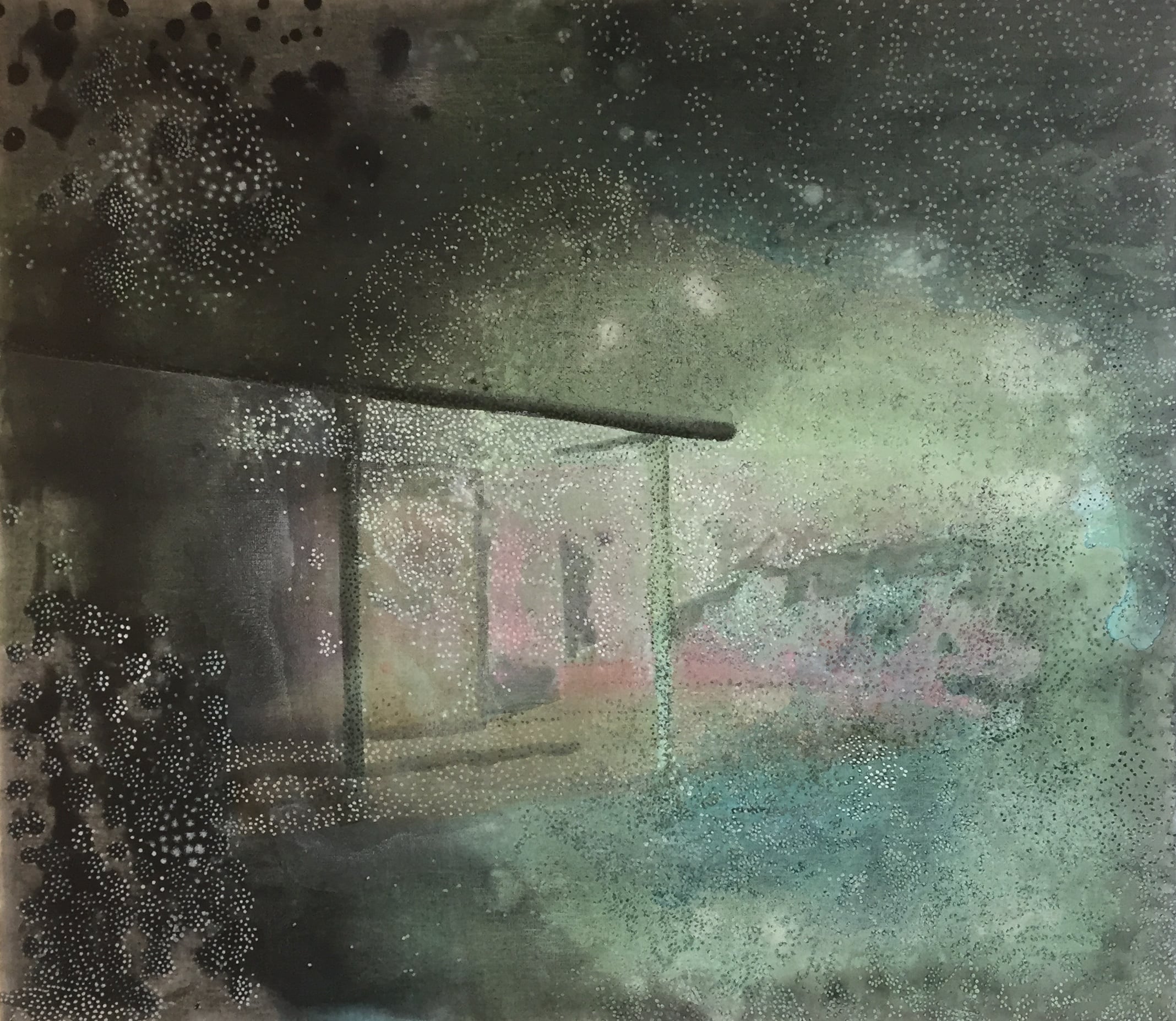 Der hvor tankerne opstår
70 x 80 cm.
Akryl på lærred