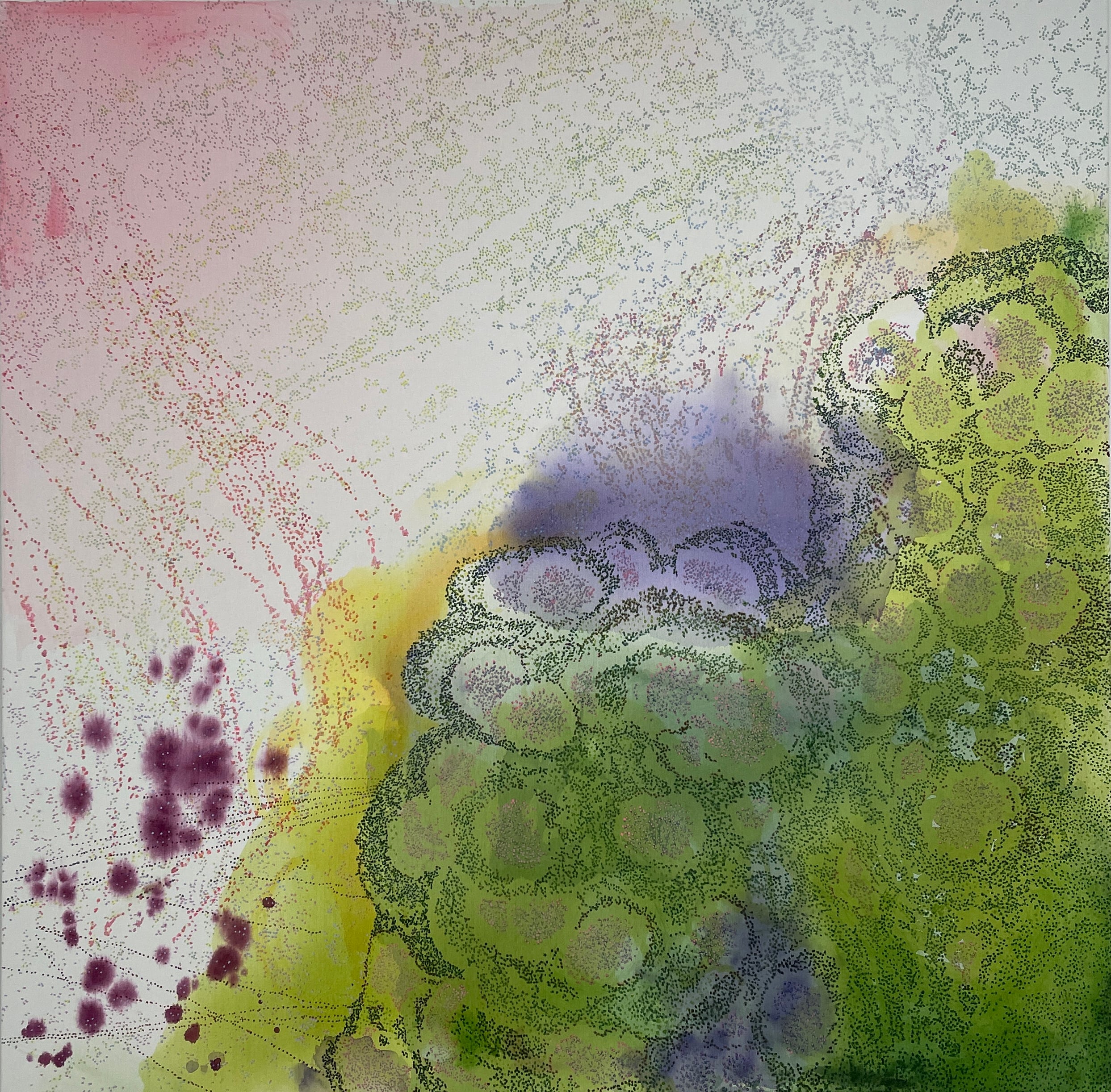 120 x 120 cm.
Akryl på lærred