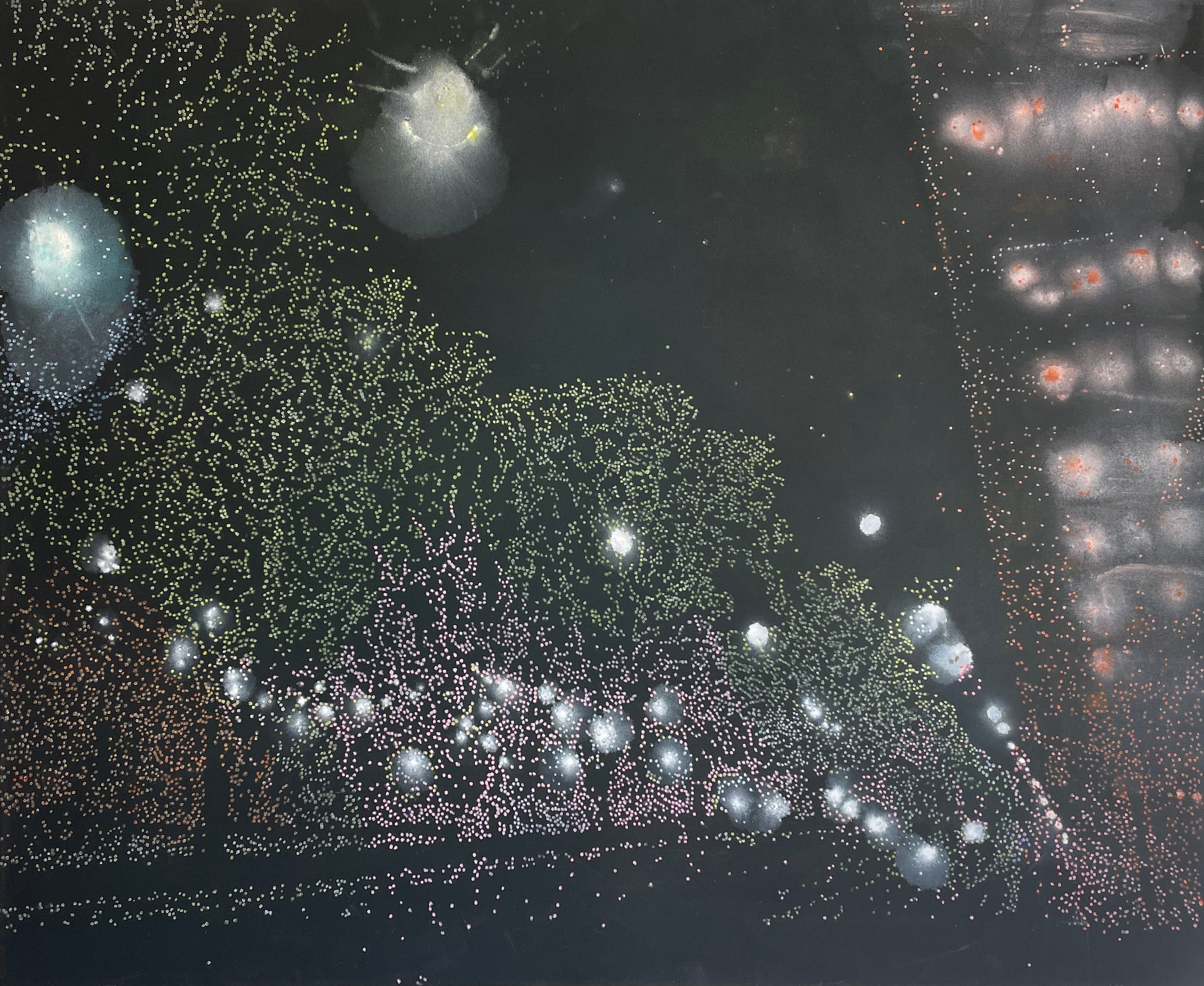 Efter skumringen kommer duften
90 x 110 cm.
Akryl på armydug