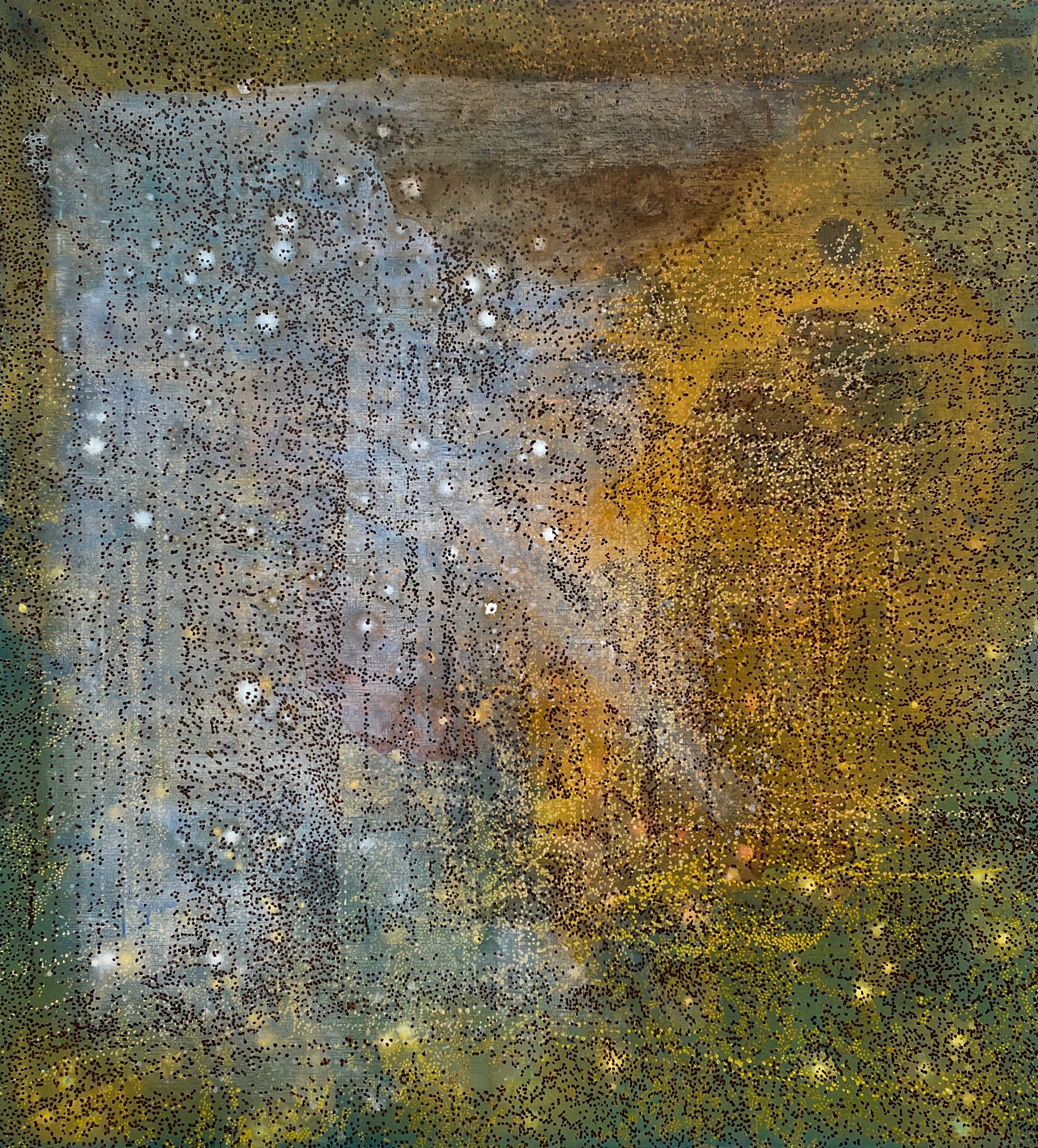 Uden ridser, kun med aftryk
110 x 100 cm.
Akryl på lærred