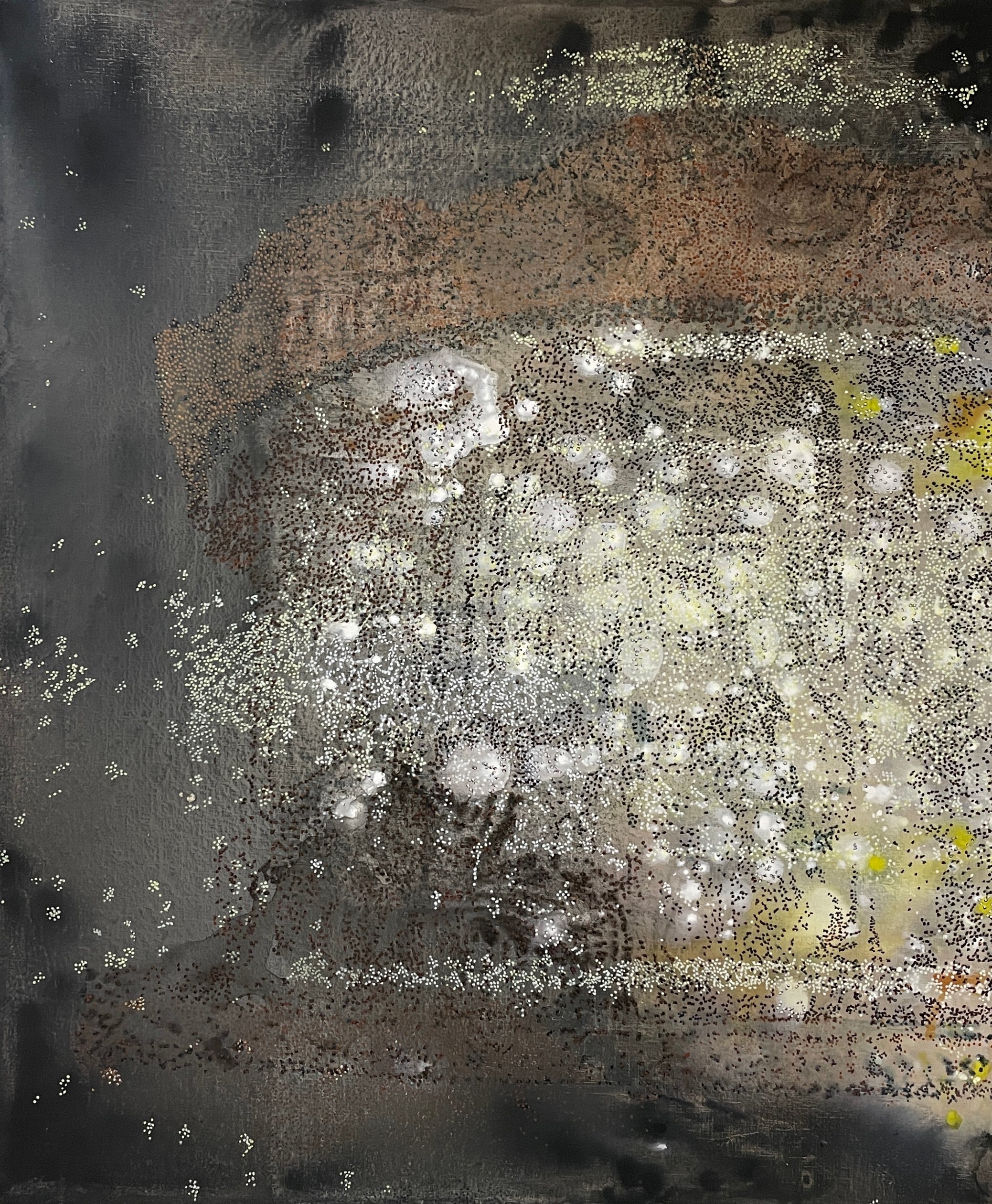 Et omsluttende øjeblik
120 x 100 cm.
Akryl på lærred