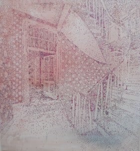 Her begyndte det
Akryl på lærred
110 x 100 cm.